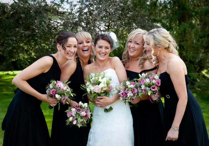 black and white wedding theme. bridesmaids dresses real wedding Tara Aherne Photography black bridesmaids dresses real wedding photos